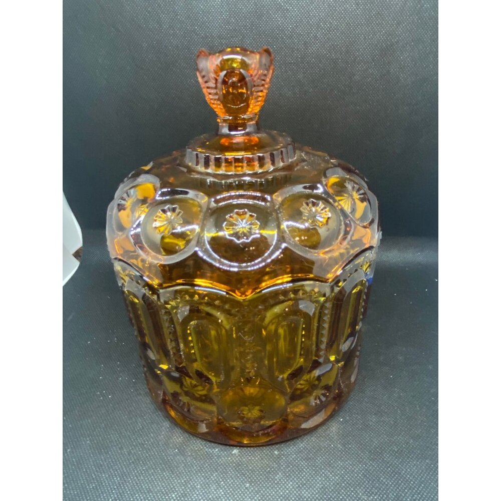 L.E. Smith Moon N Star Jardiniere Amber Medium